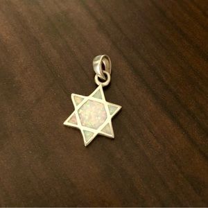 Silver and opal Star of David charm